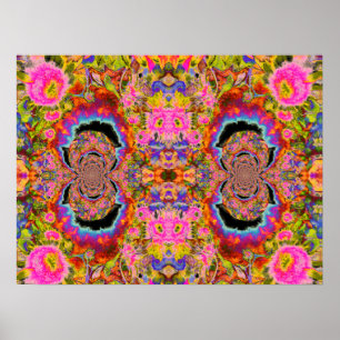 Poster Abstract surreal sunflower mandala, funky fun