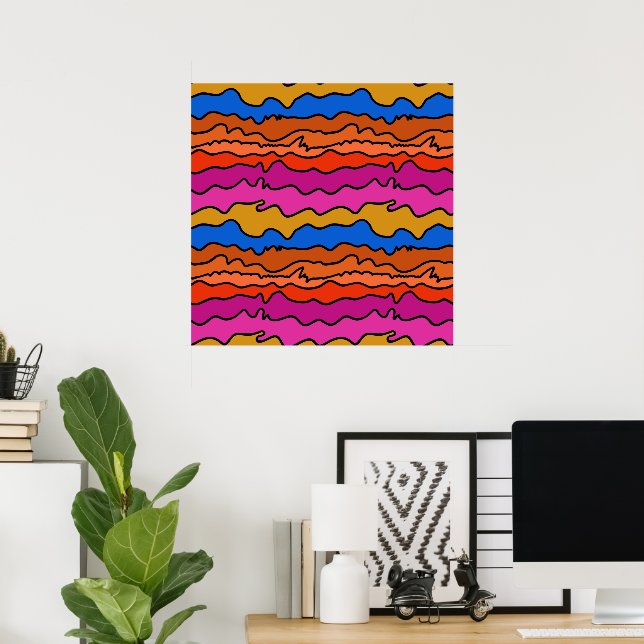 Poster Abstract Wavy Lines Wall Art (Bureau à domicile)