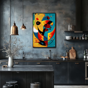 Poster Abstraction d'orbite cosmique en turquoise et mand