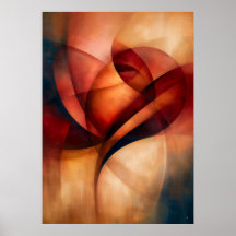 Abstraction Florale Cubiste de Rose Rouge Bara