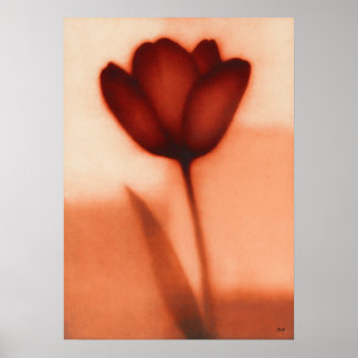 Poster Abstraction Florale Japonaise Tulipe Rouge