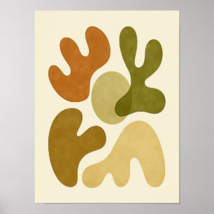 Poster Abstraction Organique Moderne du Milieu du Siècle