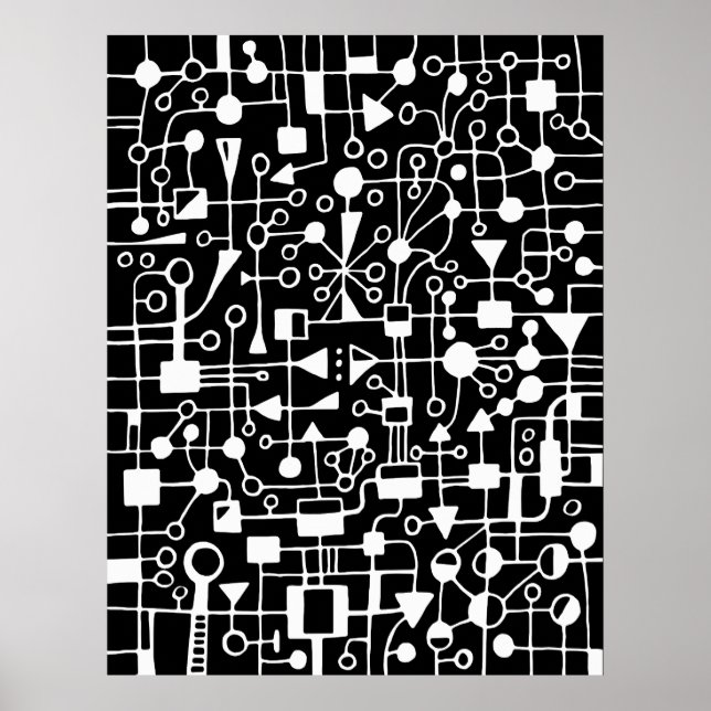 Poster Abstrait 090112 - Blanc en noir (Devant)