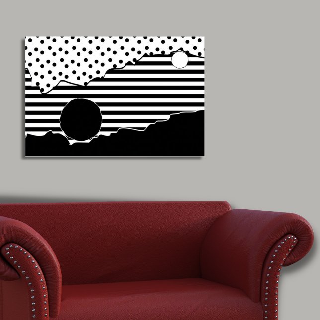 Poster Abstrait à motif noir et blanc déchiré (Abstract Patterned Black & White Torn Poster)