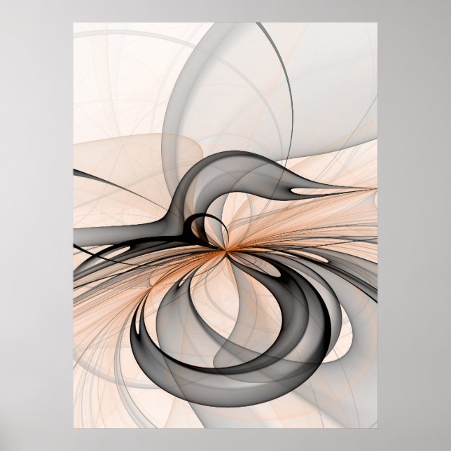 Poster Abstrait Anthracite Grey Sienna Art moderne fracta (Devant)