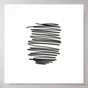 Poster Abstrait Art minimaliste gris blanc