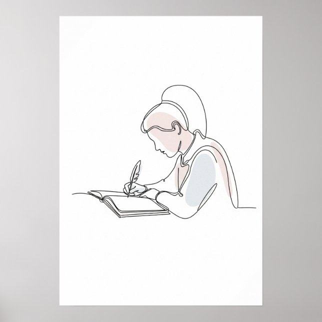 Poster Abstrait auteur une ligne art continu (Devant)