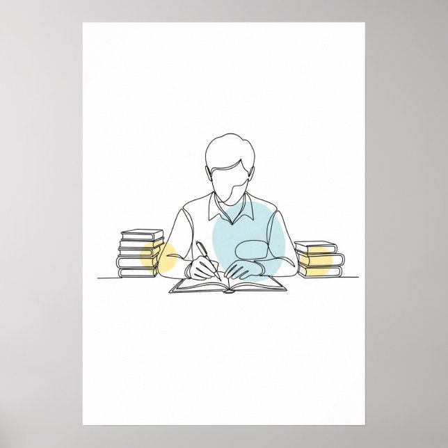 Poster Abstrait auteur une ligne art continu (Devant)