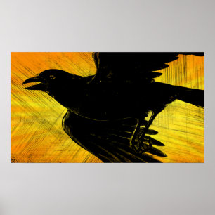 Poster Abstrait Black Crow Grunge