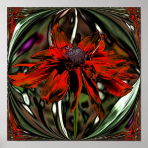 Poster Abstrait Black Eyed Susan Flower Art