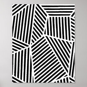 Poster Abstrait Black White Line Art