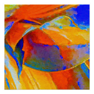 Poster Abstrait bleu et orange