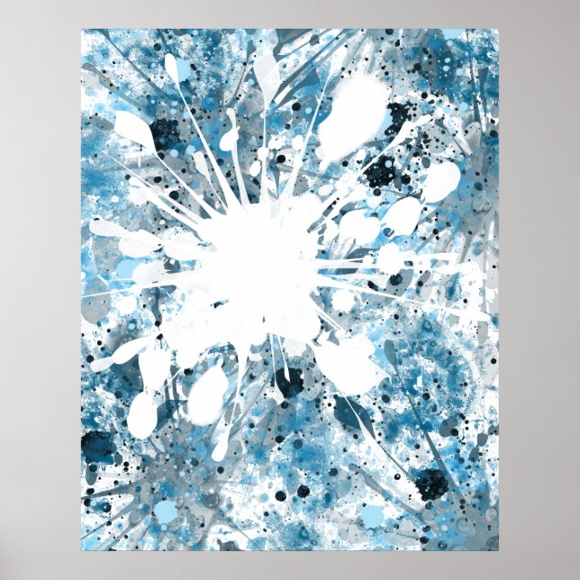 Poster Abstrait bleu moderne (Devant)