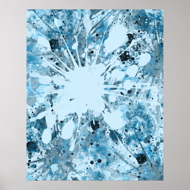 Poster Abstrait bleu moderne (Devant)