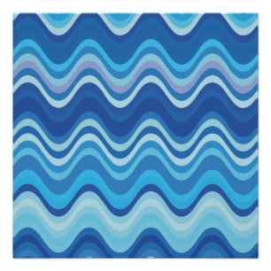 Poster Abstrait bleu ondulé motif