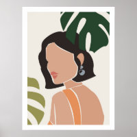 Abstrait Boho Femme Visage Print