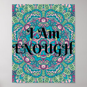Poster Abstrait Boho Mandala Je Suis Assez Affirmation