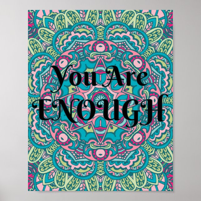 Poster Abstrait Boho Mandala Vous Êtes Assez Affirmation (Devant)