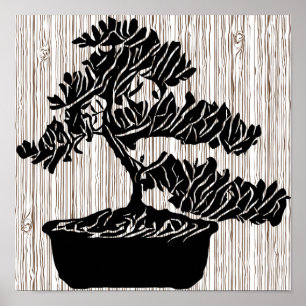 Poster Abstrait Bonsai Tree Silhouette Art original