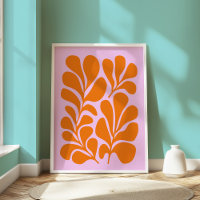 Abstrait Botanique Moderne Rose Orange Du Milieu D