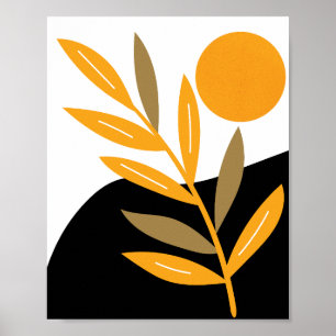Poster Abstrait botanique moderne Sun Boho