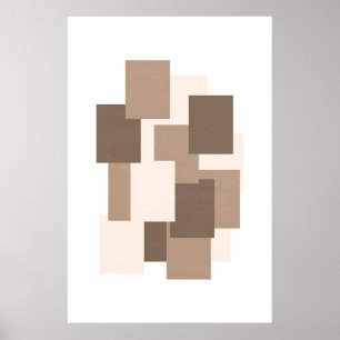 Poster abstrait brun minimaliste/ téléchargement/formes i