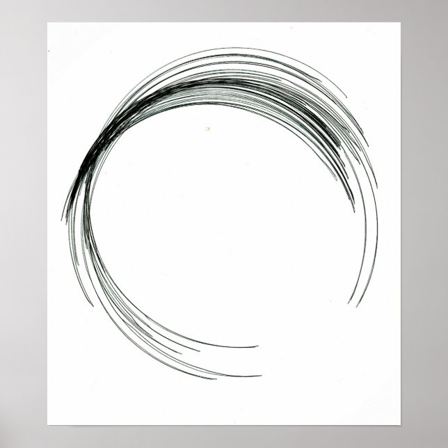 Poster abstrait cercle ronde dessiner noir blanc scrawl m (Devant)