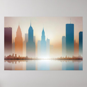 Poster Abstrait Cityscape Architecture moderne Arrière - 