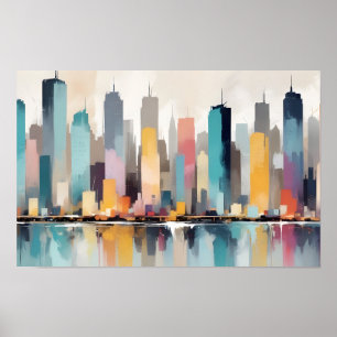 Poster Abstrait Cityscape Architecture moderne Arrière - 