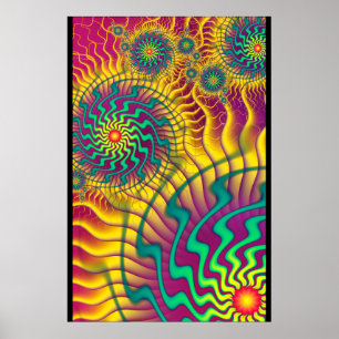 Poster Abstrait Cogs Coloré