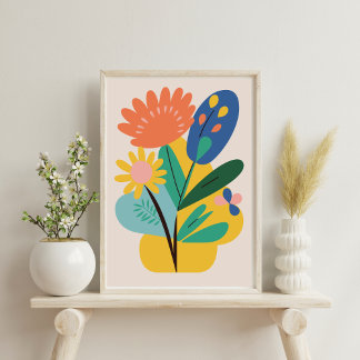 Poster Abstrait de fleurs botaniques modernes