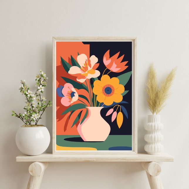Poster Abstrait de fleurs de vase botanique modern (Créateur téléchargé)