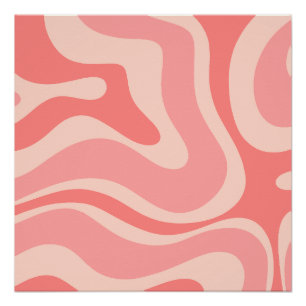 Poster Abstrait de liquide rétro-moderne rose vif