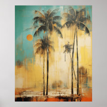 Poster Abstrait de palmiers