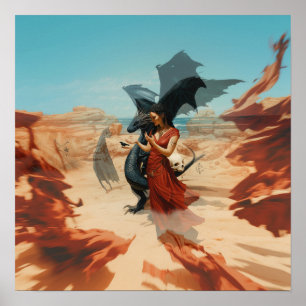 Poster Abstrait Dragon Crâne Witchy AI Art Matte Valeur