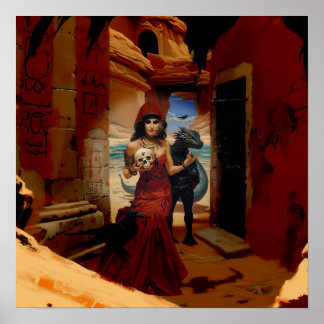 Poster Abstrait Dragon Crâne Witchy AI Art Matte Valeur