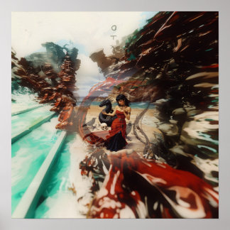 Poster Abstrait Dragon Crâne Witchy AI Art Matte Valeur