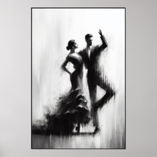 Poster Abstrait du duo de danse flamenco