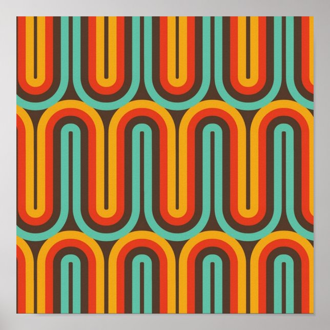 Poster Abstrait du milieu du siècle rétro (Devant)