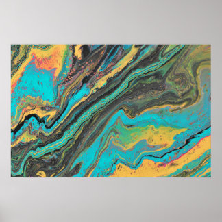 Poster Abstrait en acrylique turquoise Radio King 