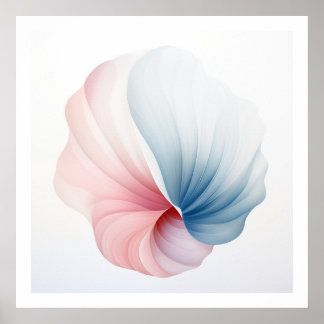 Poster Abstrait en coquille rose, bleue et blanche