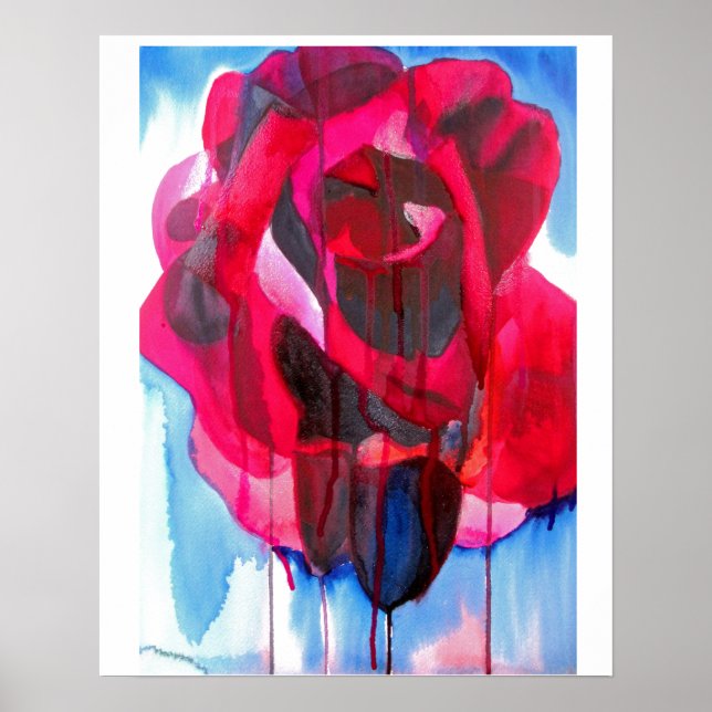 Poster Abstrait fleuri Etoile de Holland Art Rose (Devant)
