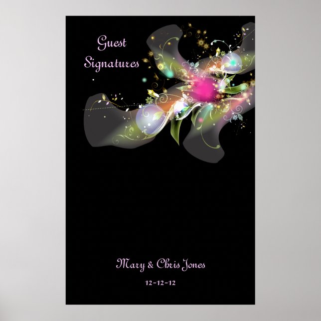 Poster Abstrait Floral Guest Signature (Devant)