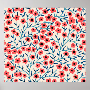 Poster Abstrait floral : Motif Vintage florissant.