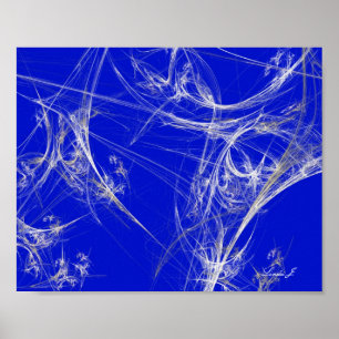 Poster Abstrait Fractal Spider Web sur toile bleue Imprim