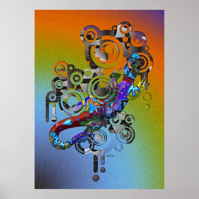 Poster abstrait Gecko (Devant)
