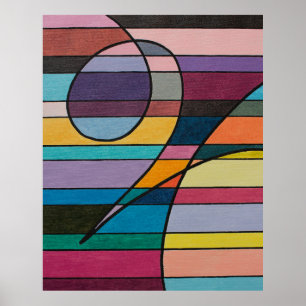 Poster Abstrait géométrique avec des bandes et des courbe