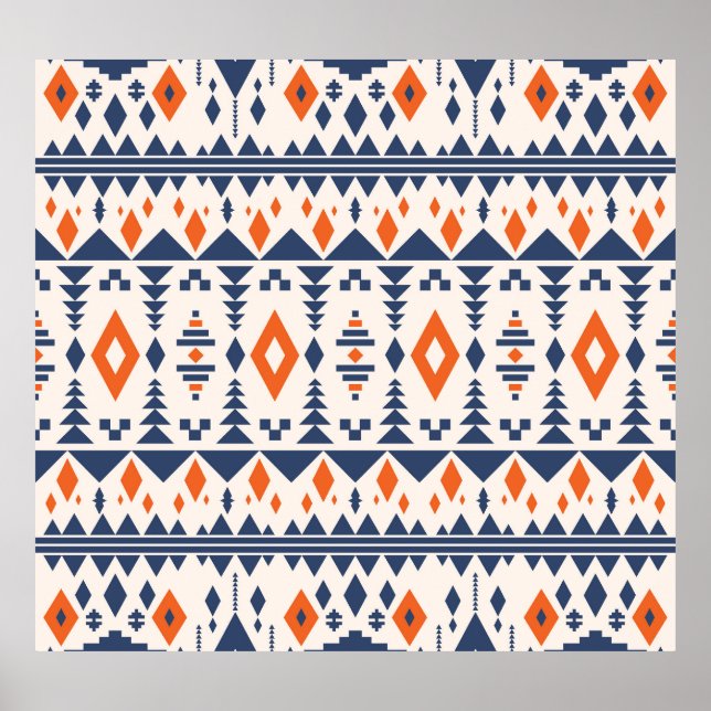 Poster Abstrait géométrique aztèque, motif transparent. (Devant)