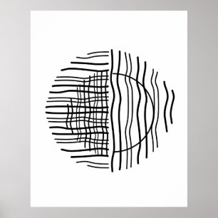Poster Abstrait géométrique Noir moyen siècle Contemporai