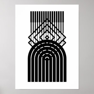 Poster Abstrait géométrique Noir moyen siècle Contemporai